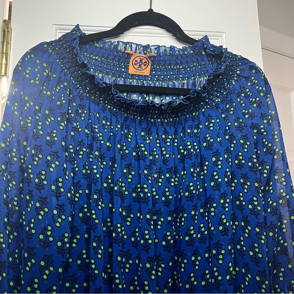 Tory Burch Blue Off The Shoulder Casual Blouse